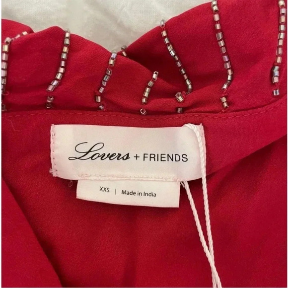 Revolve Lovers + Friends Jenny red beaded ruffle mini dress - Picture 6 of 8